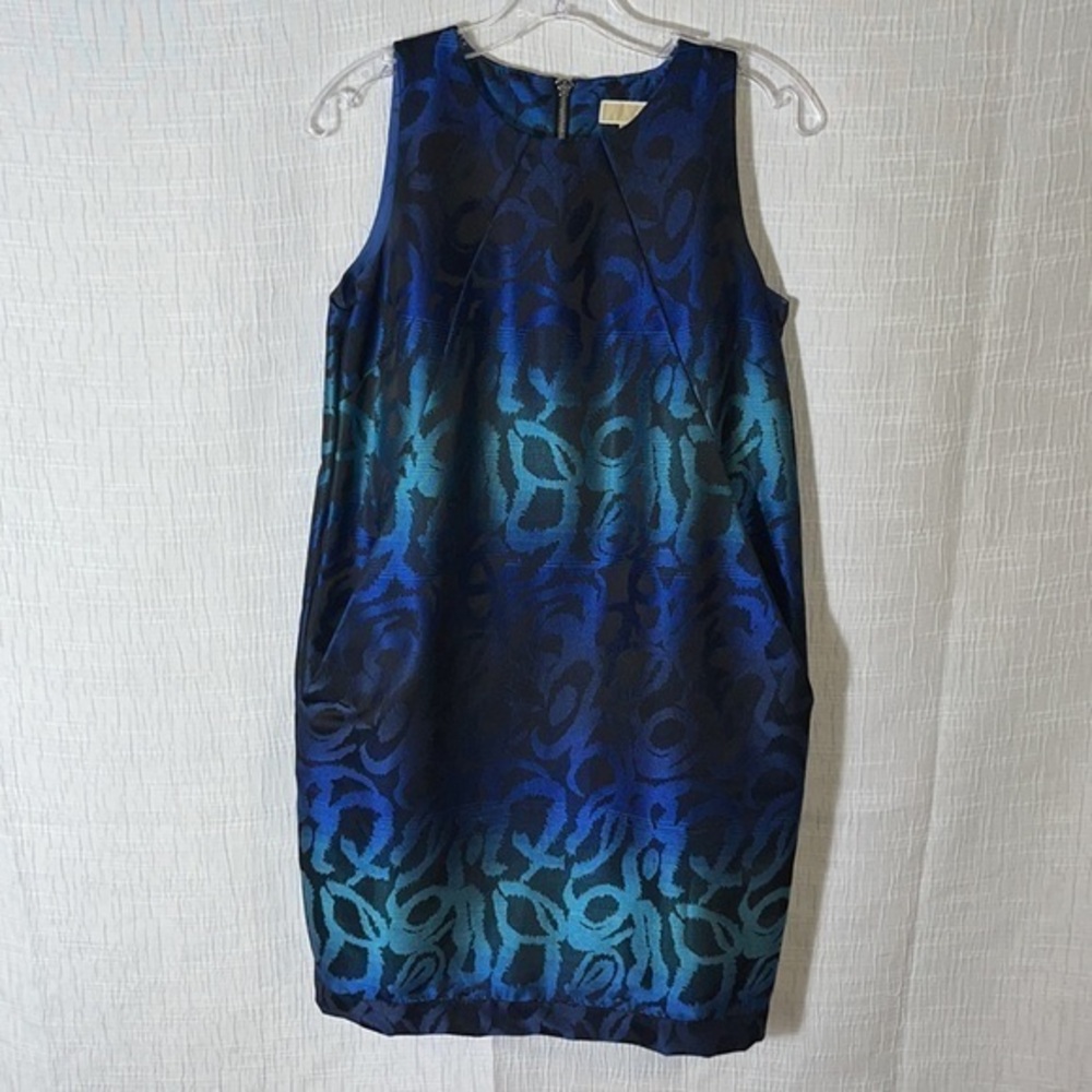Michael‎ Kors Dress Metallic Look Shift Pockets Size 8 petite Evening Cocktail